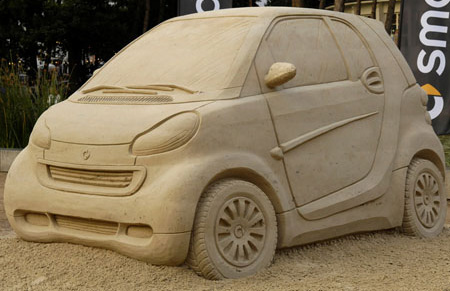  Cars on This Smart Car Sculpture Was Created From Special Sand By The Three