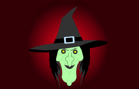 Halloween Cartoon Witch in Photoshop