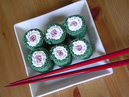 Seen On coolpicturesgallery.blogspot.com Knitted Sushi