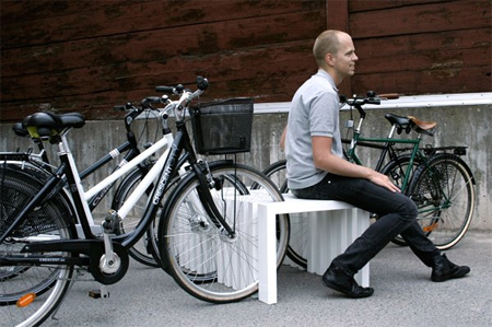 Creative Bench Doubles as a Bike Rack