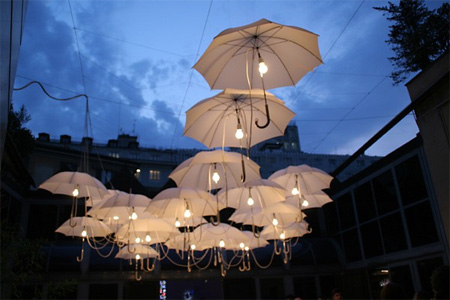 Umbrella Installation by Ingo Maurer