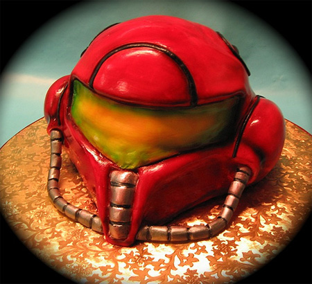 Super Metroid Helmet Cake