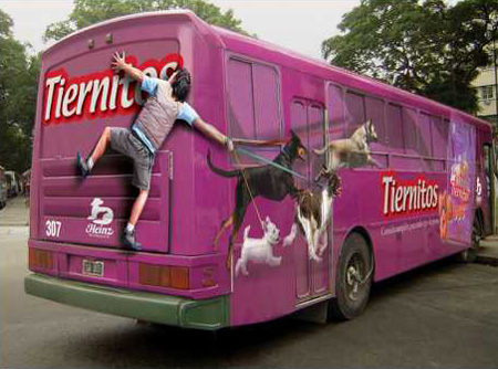 Tiernitos Dog Food Bus Advertisement