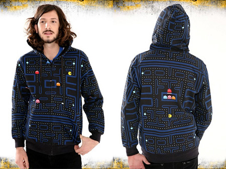 Cool hoodie design with PacMan maze pattern that goes all the way around 