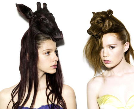 hat hairstyles. Each hat looks like an animal