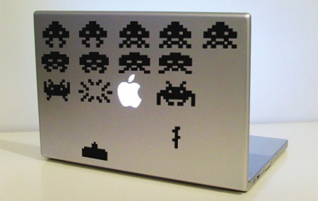 space invaders ship. Space Invaders MacBook Sticker