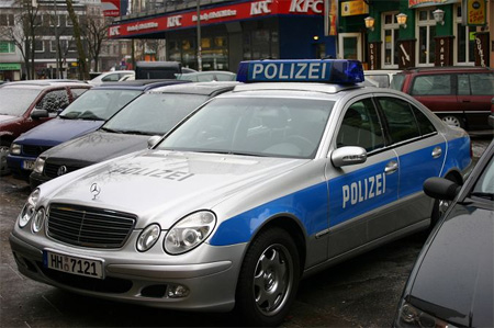 Ferrari 612 Scaglietti with police car colour scheme was driven by police 