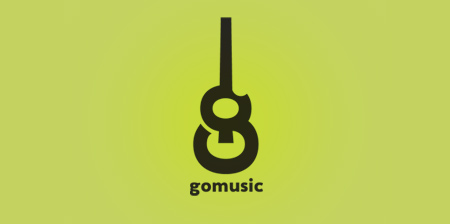Logo Design  Letters on Shape Of A Guitar Using G And O Letters Link