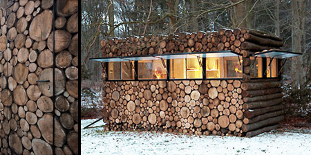 Backyard Office Hidden in Logs