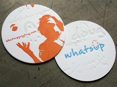 WhatsUp Tarjeta de visita que hace juegos malabares WhatsUp Tarjeta de visita que hace juegos malabares