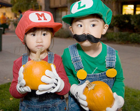 Why not dress up your kids as Mario and Luigi for next Halloween link 
