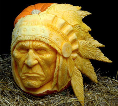 Scary Pumpkin Sculpture