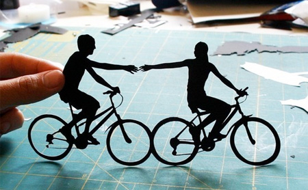 Paper Couple on Bikes