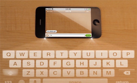 iPhone with Laser Projection Keyboard