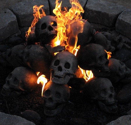 Human Skull Fireplace Log