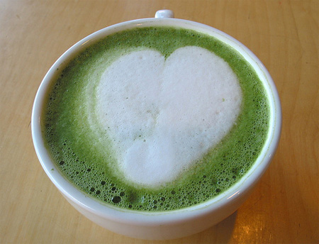 Heart-Shaped Matcha Latte