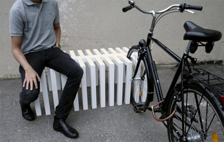 Piano Park Bench Doubles as a Bike Rack