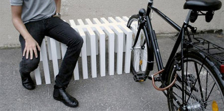 Bench Doubles as a Bike Rack