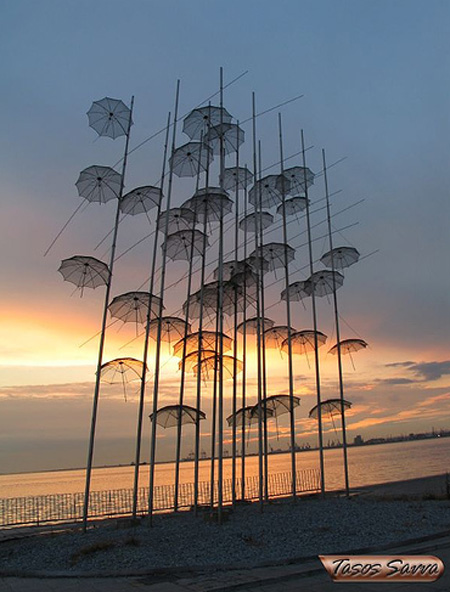 Umbrella Art Installation in Greece