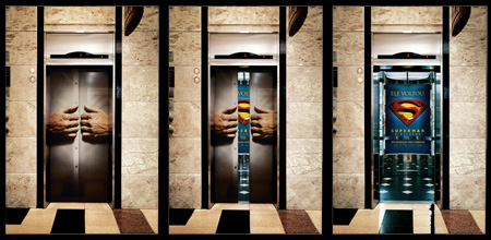 Superman Elevator Advertisement