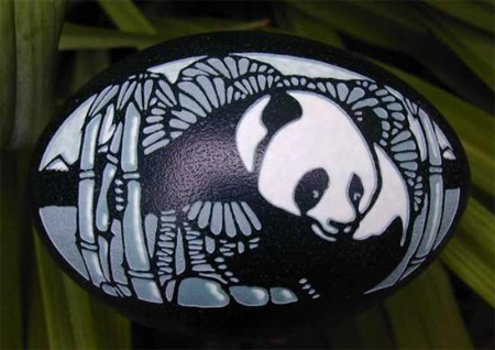 Panda Eggshell Carving