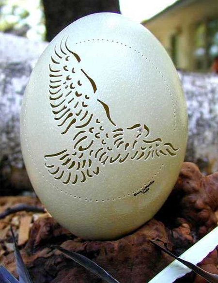 Soaring Eagle Eggshell Carving