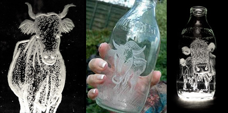 Beautiful Milk Bottle Engravings