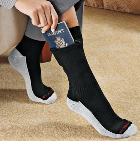 Zip It Passport Socks