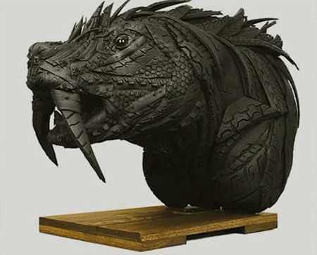 Animal Head Tire Sculpture