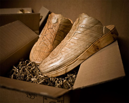 Sneakers carved out of Wood