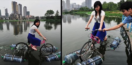 Modified Bicycle Rides on Water