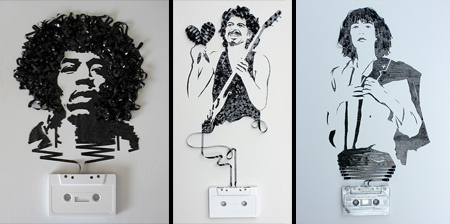 Recycled Cassette Tape Portraits