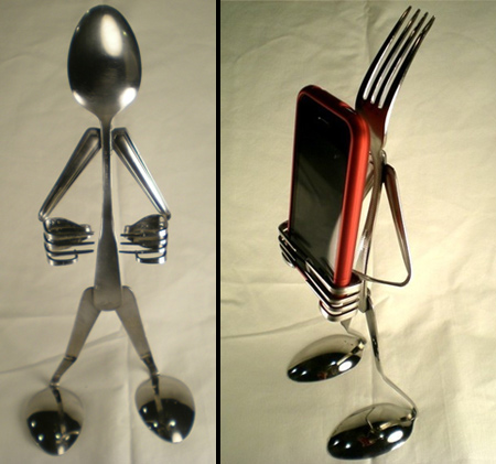 Recycled Cutlery iPhone Stands