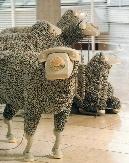 Rotary Phone Sheep Sculpture