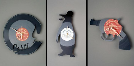 Clocks made from Vinyl Records