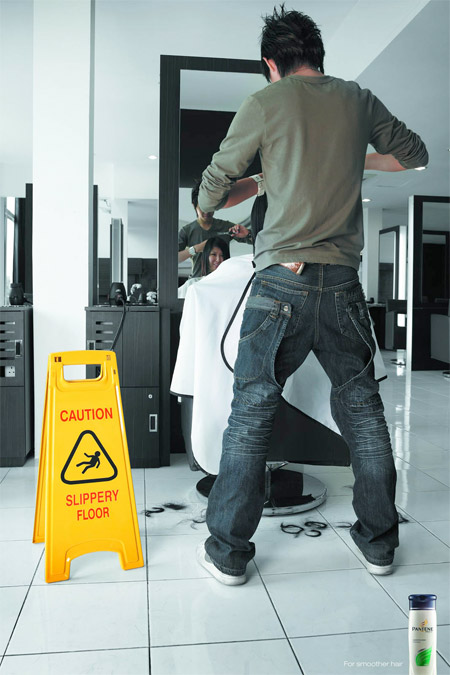 Pantene Slippery Floor Sign