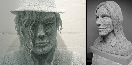 3D Portraits made from Chicken Wire