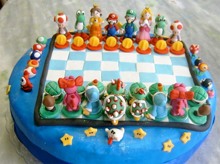 Super Mario Chess Set Cake