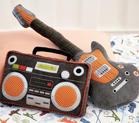 Boombox and Guitar Pillows