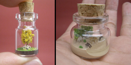 Tiny Sculptures in Tiny Bottles