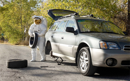 Astronaut Changes Tire