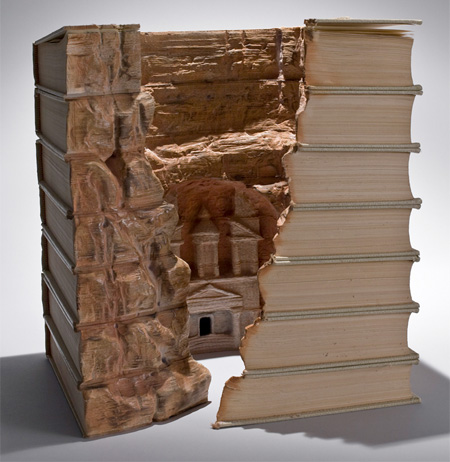 Mountain Village Carved Into Books