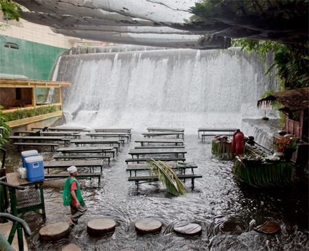 Restaurant Under Waterfall