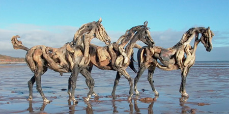 Driftwood Horse Sculptures