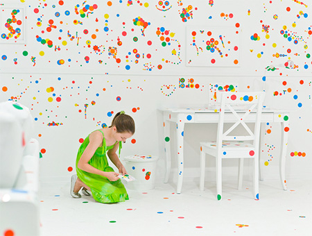 Room Covered in Stickers