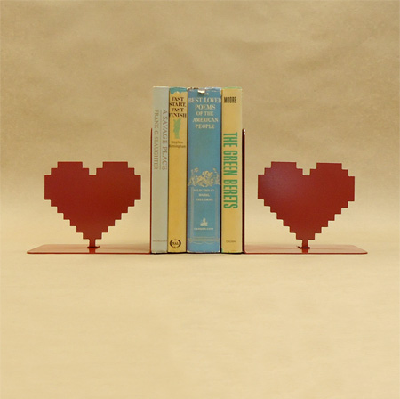 8 Bit Heart Bookends