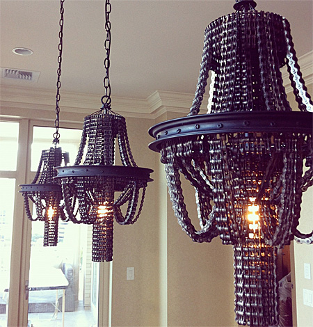 Chandeliers Made from Bicycle Chains