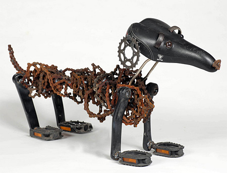 Recycled Bicycle Chain Dogs