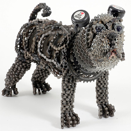 Bicycle Chain Dog Sculpture