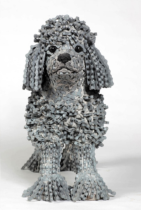 Dog Sculpture Made of Bicycle Chains